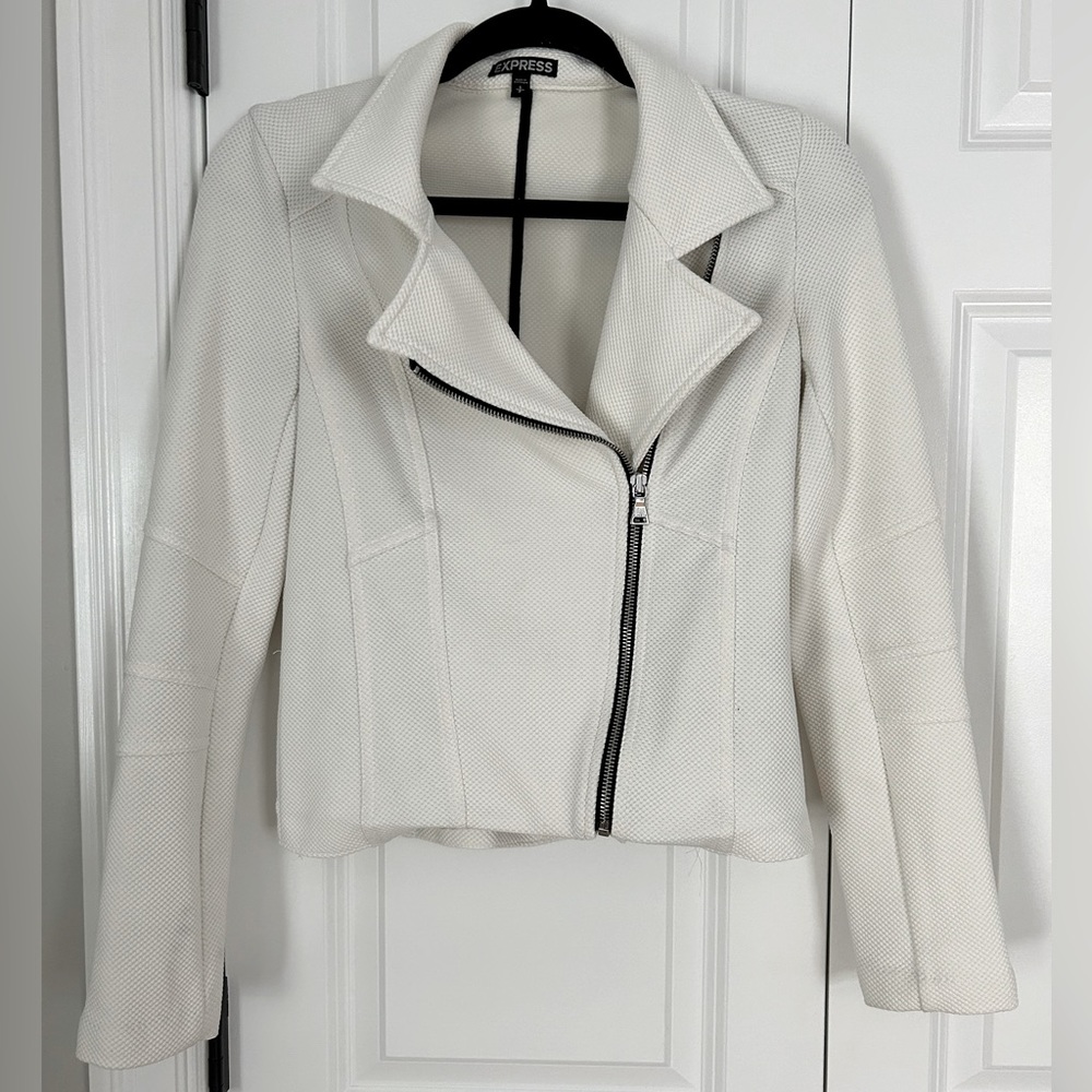 Express White Cropped Moto Jacket